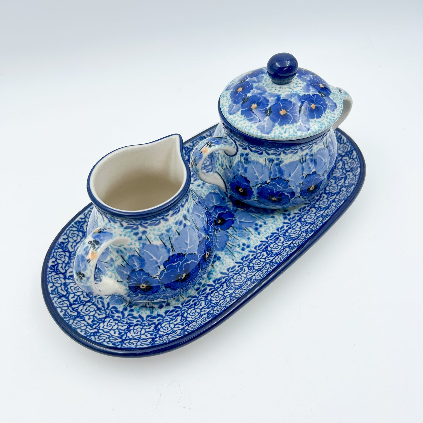 10" Cream and Sugar Set.  UNIKAT Deep Winter Design