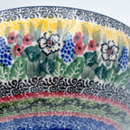 9”  Deep Bowl.  Hand crafted Polish pottery stoneware: UNIKAT Copper Rose Meadow Design