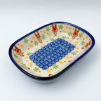 6" Butter Platter.  Handmade Polish pottery.  UNIKAT Holiday Rudolph