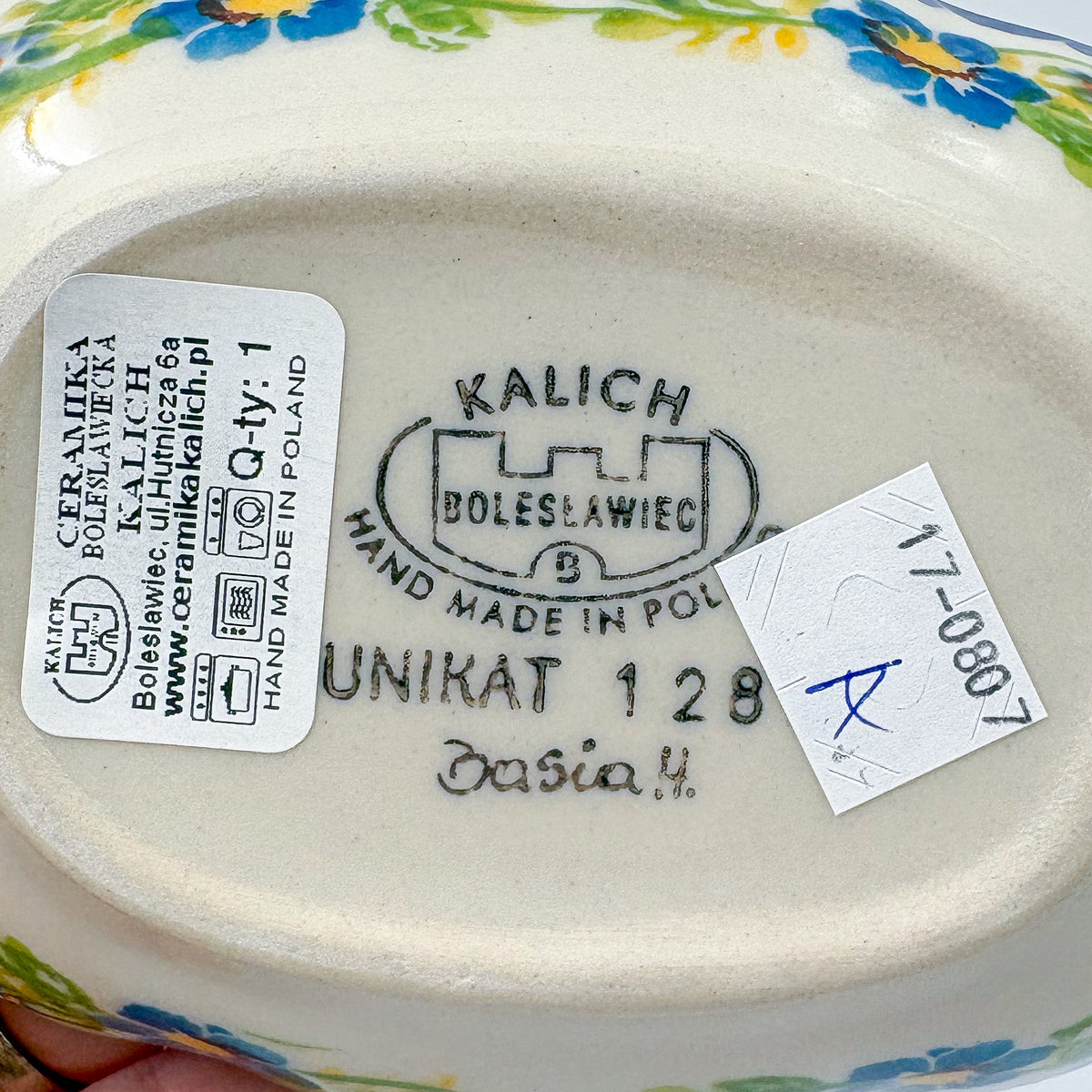 5" Soap Dish.  Handmade Polish pottery.  UNIKAT Pansy Delight Design