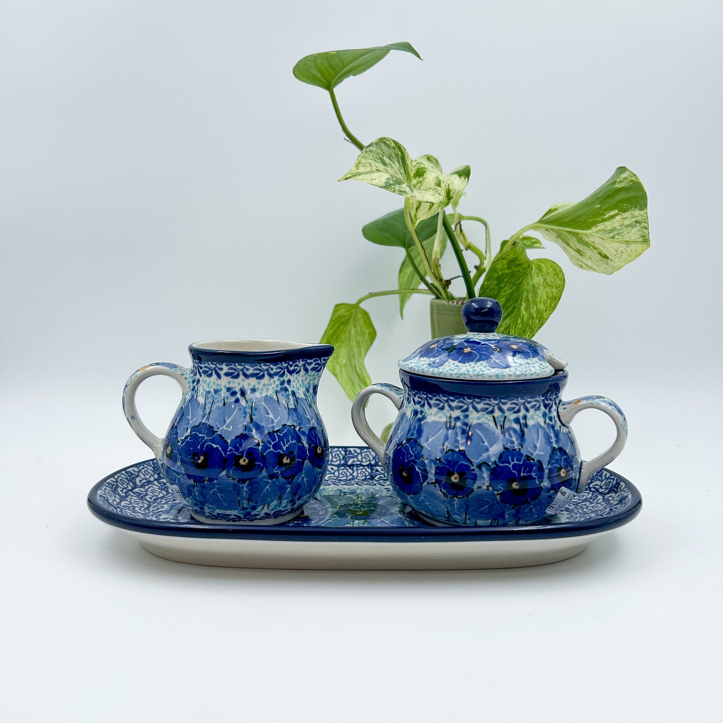 10" Cream and Sugar Set.  UNIKAT Deep Winter Design