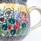 12 oz Bubble Mug. Handcrafted Polish pottery stoneware:  UNIKAT Copper Rose Meadow Design