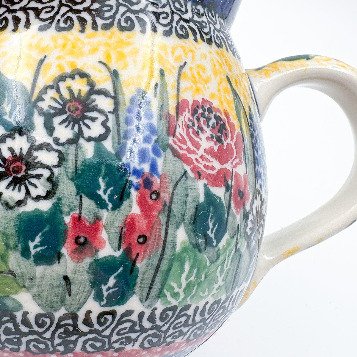 12 oz Bubble Mug. Handcrafted Polish pottery stoneware:  UNIKAT Copper Rose Meadow Design