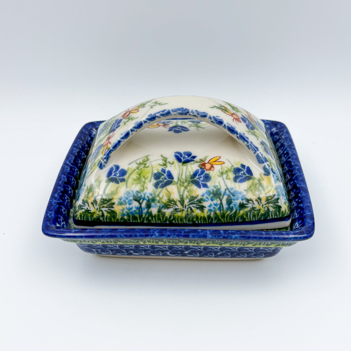 Butter Dish Deep: UNIKAT Bluebell Meadow