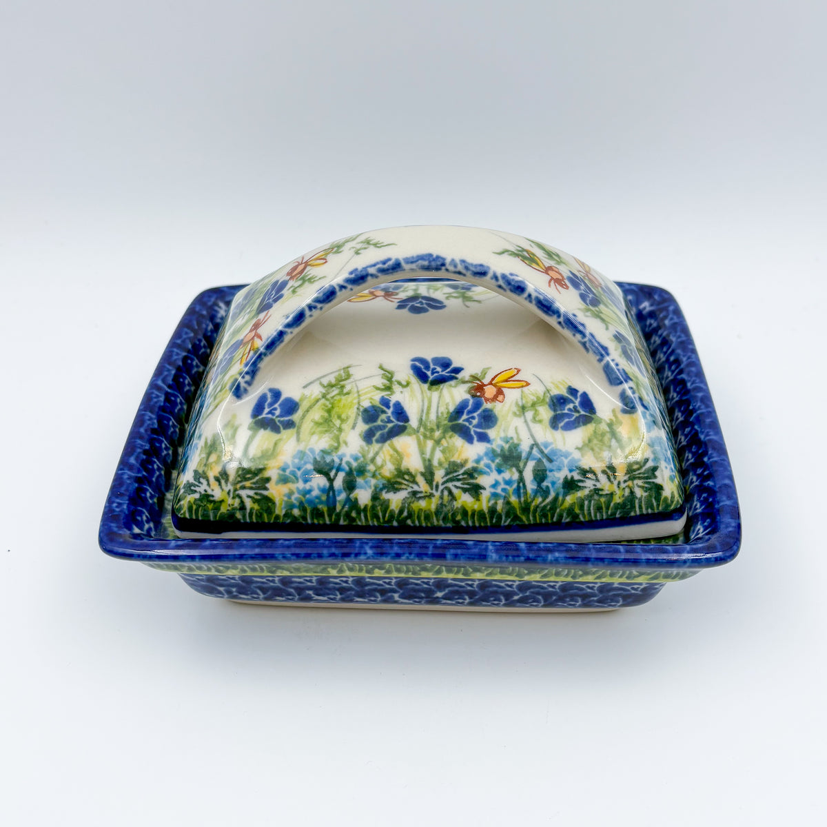 Butter Dish Deep: UNIKAT Bluebell Meadow
