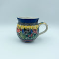 12 oz Bubble Mug. Handcrafted Polish pottery stoneware:  UNIKAT Copper Rose Meadow Design
