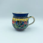 12 oz Bubble Mug. Handcrafted Polish pottery stoneware:  UNIKAT Copper Rose Meadow Design