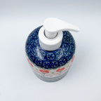 Soap Dispenser 5”.  Handmade Polish pottery.  Peach Spring Daisy Design
