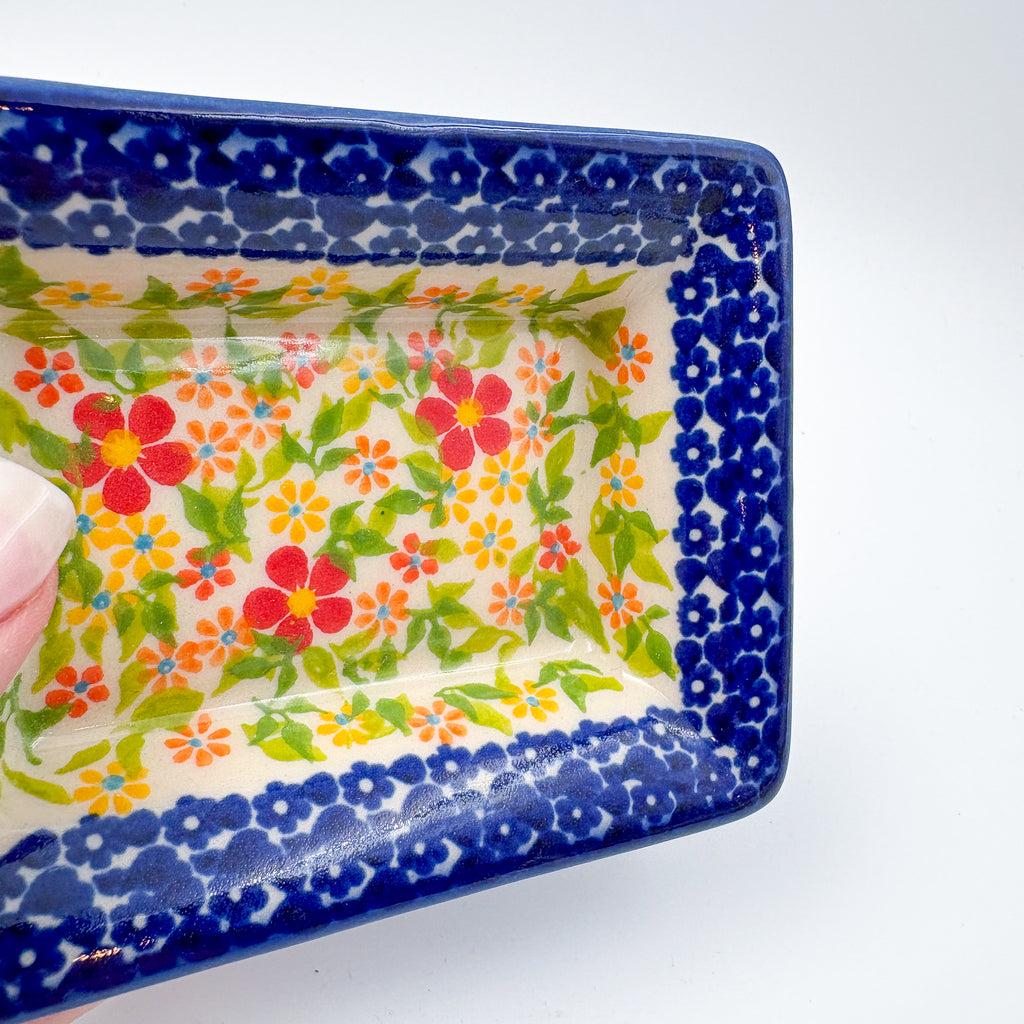 5" Bowl/Petite Soap Dish.  Handmade Polish pottery.  UNIKAT Spring Breeze