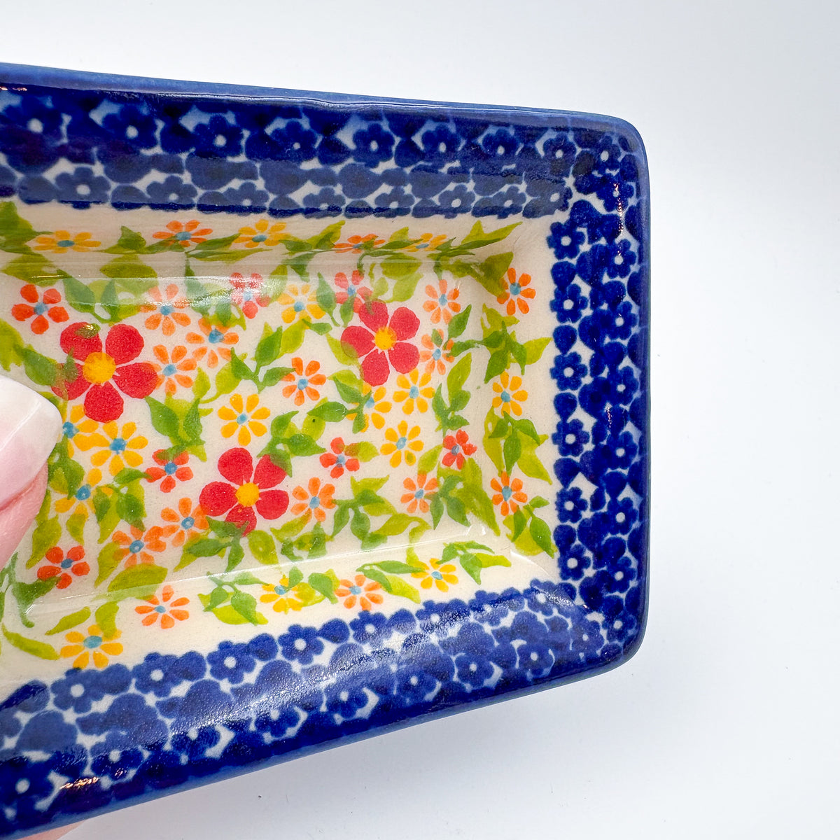 5" Bowl/Petite Soap Dish.  Handmade Polish pottery.  UNIKAT Spring Breeze