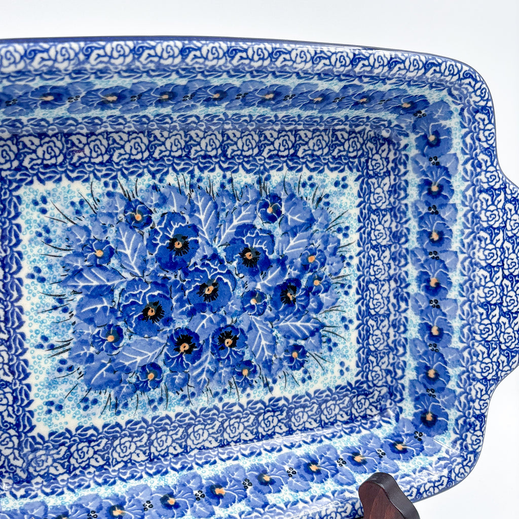 9.5" Rectangular Baker with Handles .  UNIKAT Deep Winter Design