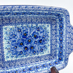 9.5" Rectangular Baker with Handles .  UNIKAT Deep Winter Design