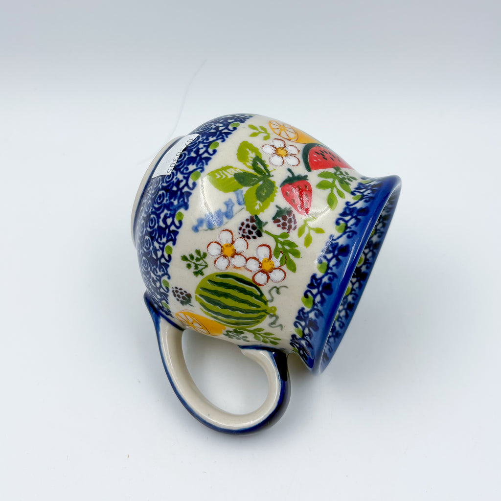10 oz Bubble Mug. Handcrafted Polish pottery stoneware:  UNIKAT Fruit Basket