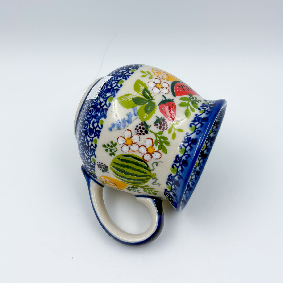 10 oz Bubble Mug. Handcrafted Polish pottery stoneware:  UNIKAT Fruit Basket