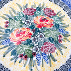 9”  Deep Bowl.  Hand crafted Polish pottery stoneware: UNIKAT Copper Rose Meadow Design