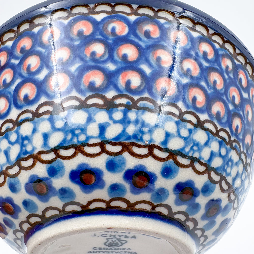 UNIKAT Cobalt Poppies bowl, bottom stamp signed J. Chyla Ceramika Artystyczna Boleslawiec Unikat