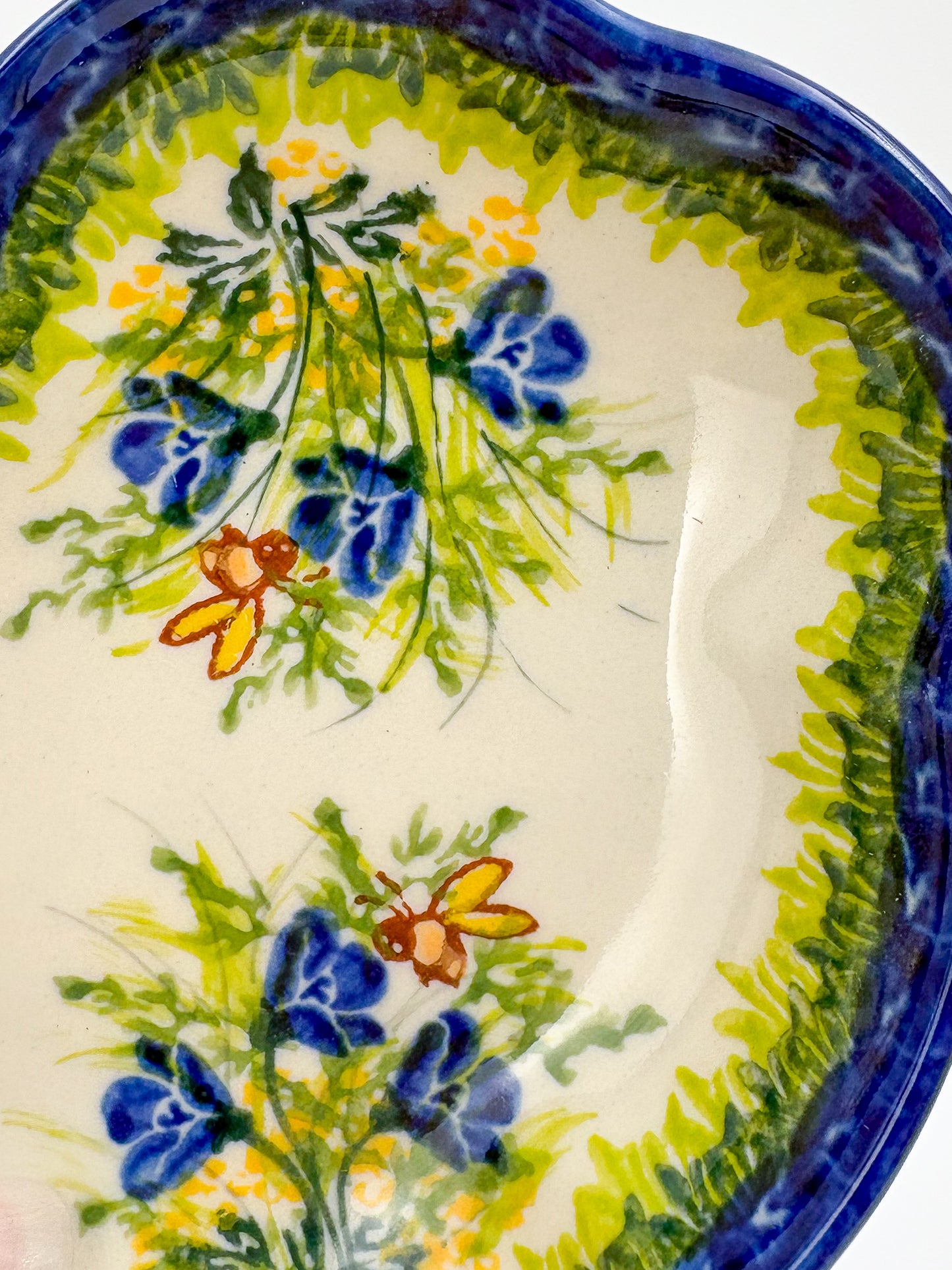5" Soap Dish.  Handmade Polish pottery.  UIKAT Bluebell Meadow Design