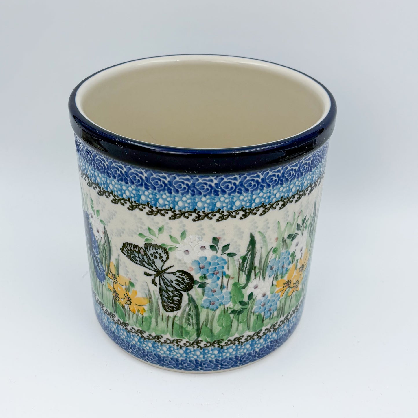 Utensil Jar 6”.  Handmade Polish pottery.  UNIKAT Sweet Nectar