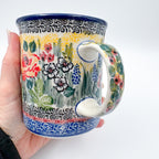 15 oz Bubble Mug. Handcrafted Polish pottery stoneware:  UNIKAT Copper Rose Meadow