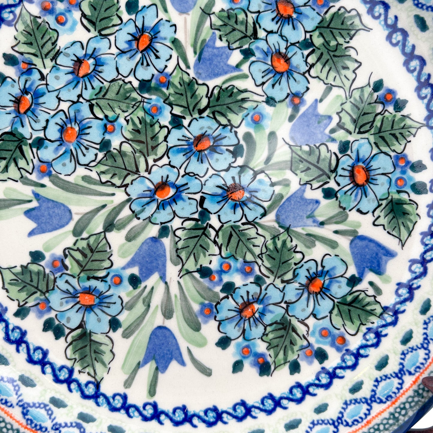 11” Plate.  Hand crafted Polish pottery stoneware: UNIKAT Evangeline Design