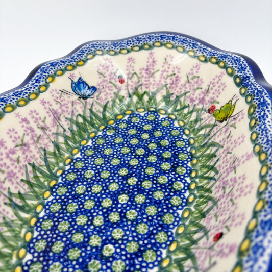 11" Oval Fala Platter  Hand crafted Polish pottery stoneware: UNIKAT Lavendar