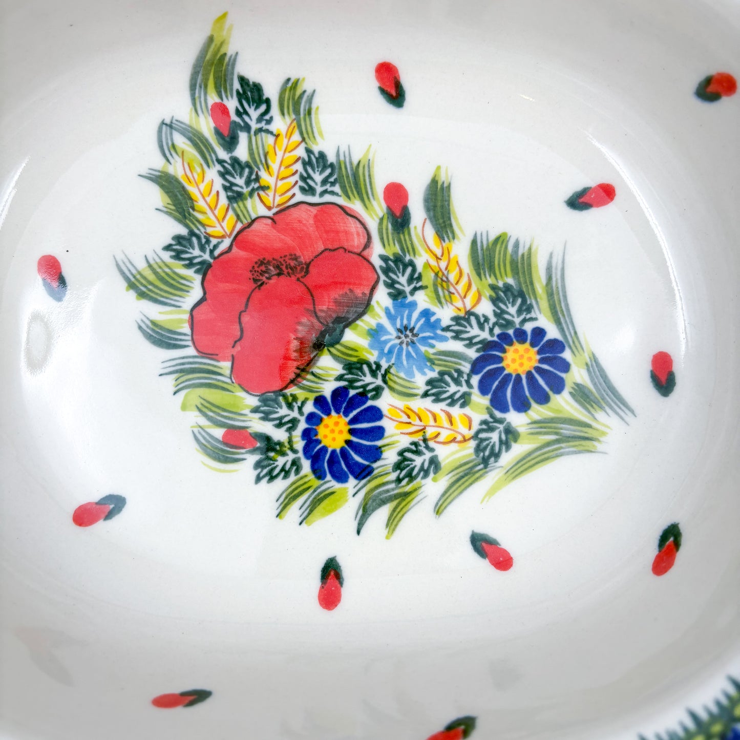 10” Baker Jacek with Lid Handmade in Poland.  UNIKAT Garden Poppy