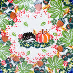 6” Plate.  Hand crafted Polish pottery stoneware: UNIKAT Hedgehogs and Pumpkins