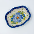 5" Soap Dish.  Handmade Polish pottery.  UNIKAT Pansy Delight Design