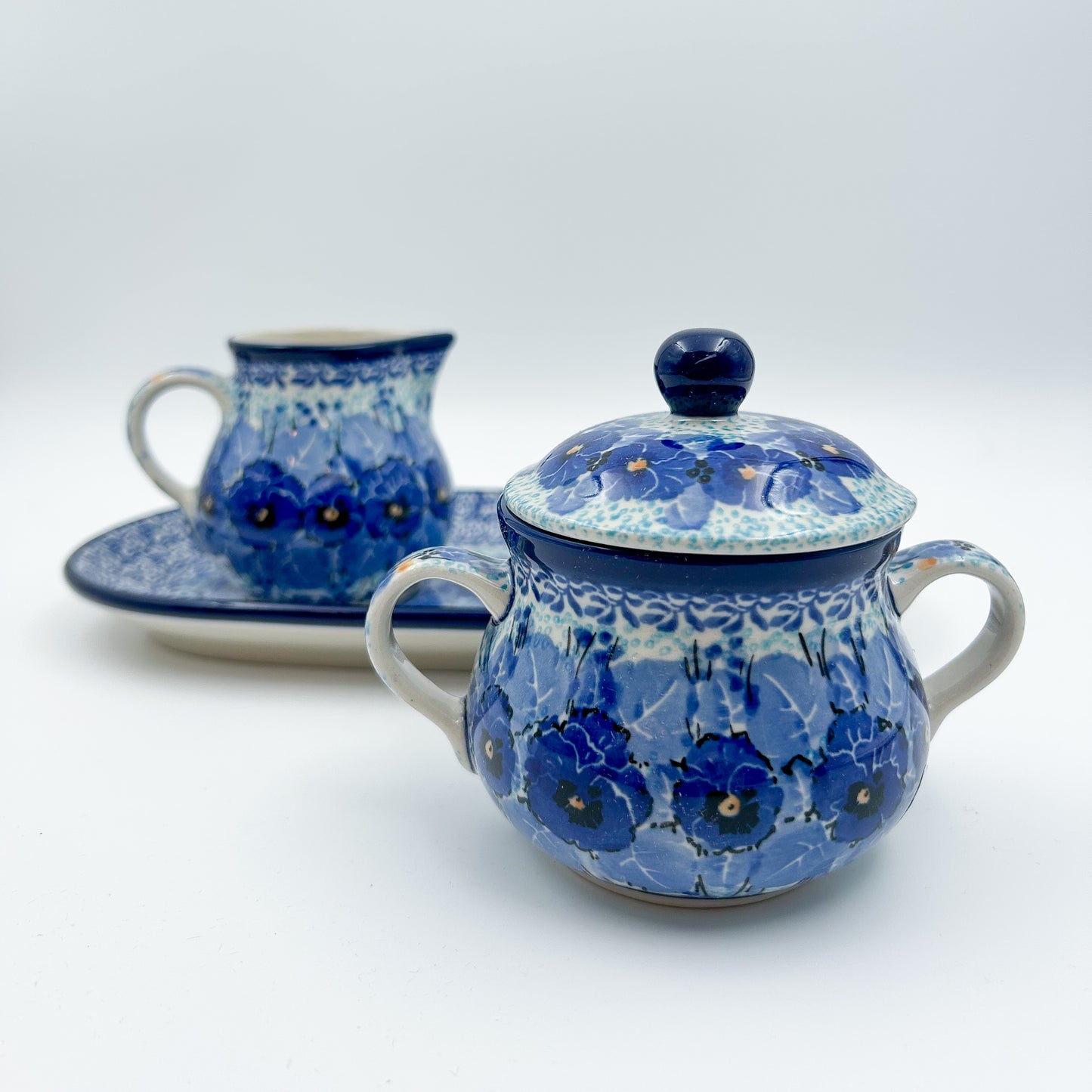 10" Cream and Sugar Set.  UNIKAT Deep Winter Design