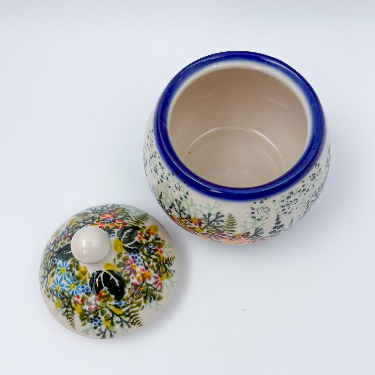 6oz. Sugar Bowl.  UNIKAT Wild Fern Bouquet Design