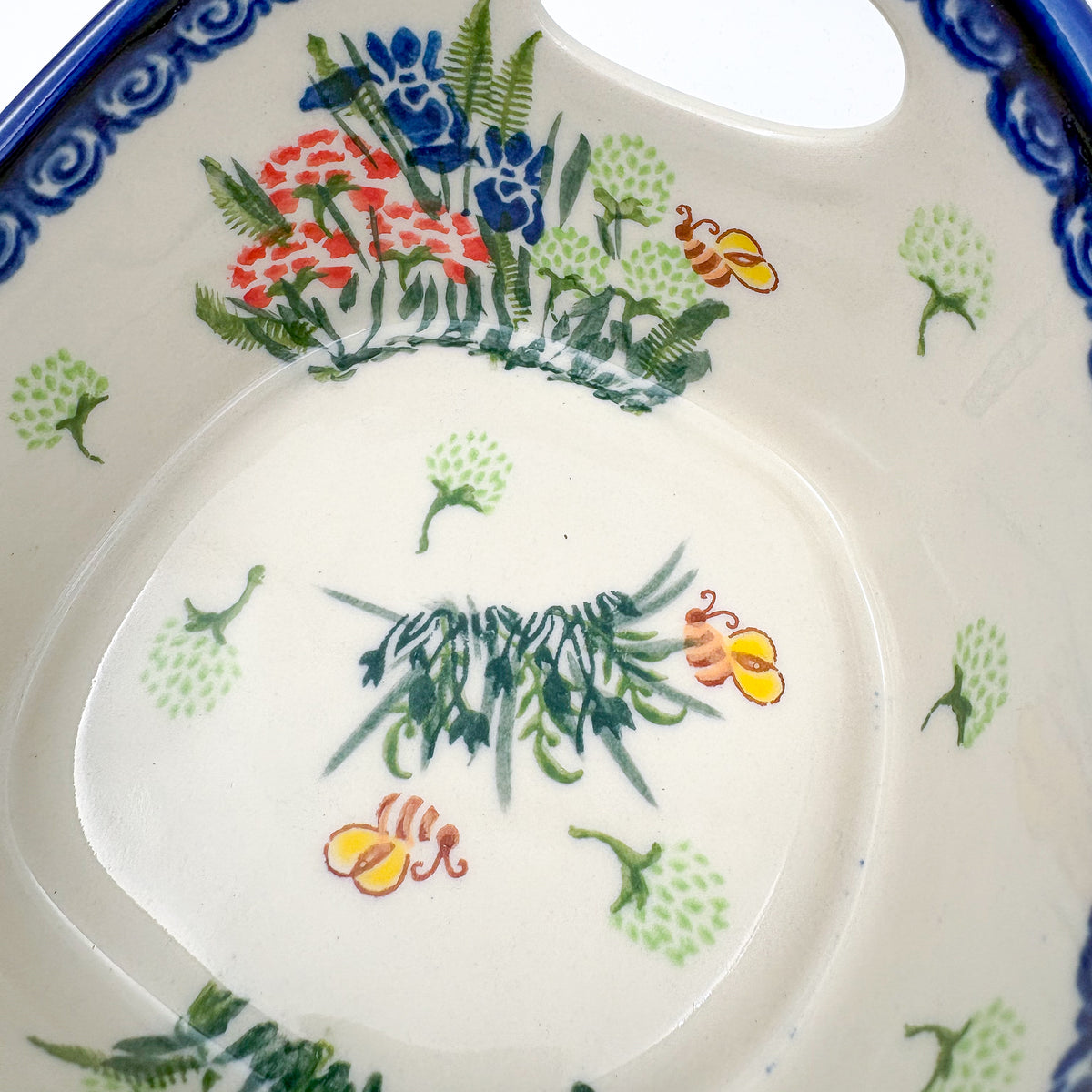 Basket Container Small.  Handmade Polish pottery.  UNIKAT Meadow Design