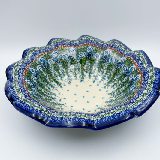 10.4" Wave Bowl. Hand crafted Polish pottery stoneware:  UNIKAT Whispering Ferns Pattern