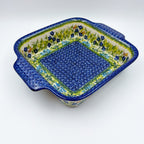 9” Lasagna Baker Handmade in Poland.  UNIKAT Blueberry Meadow Design