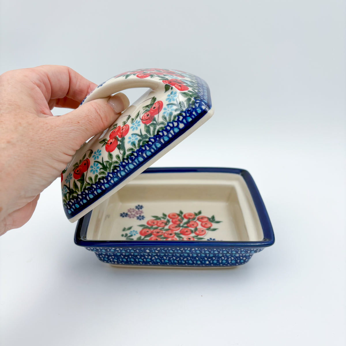Butter Dish Deep: Handmade in Poland. UNIKAT Red Berry