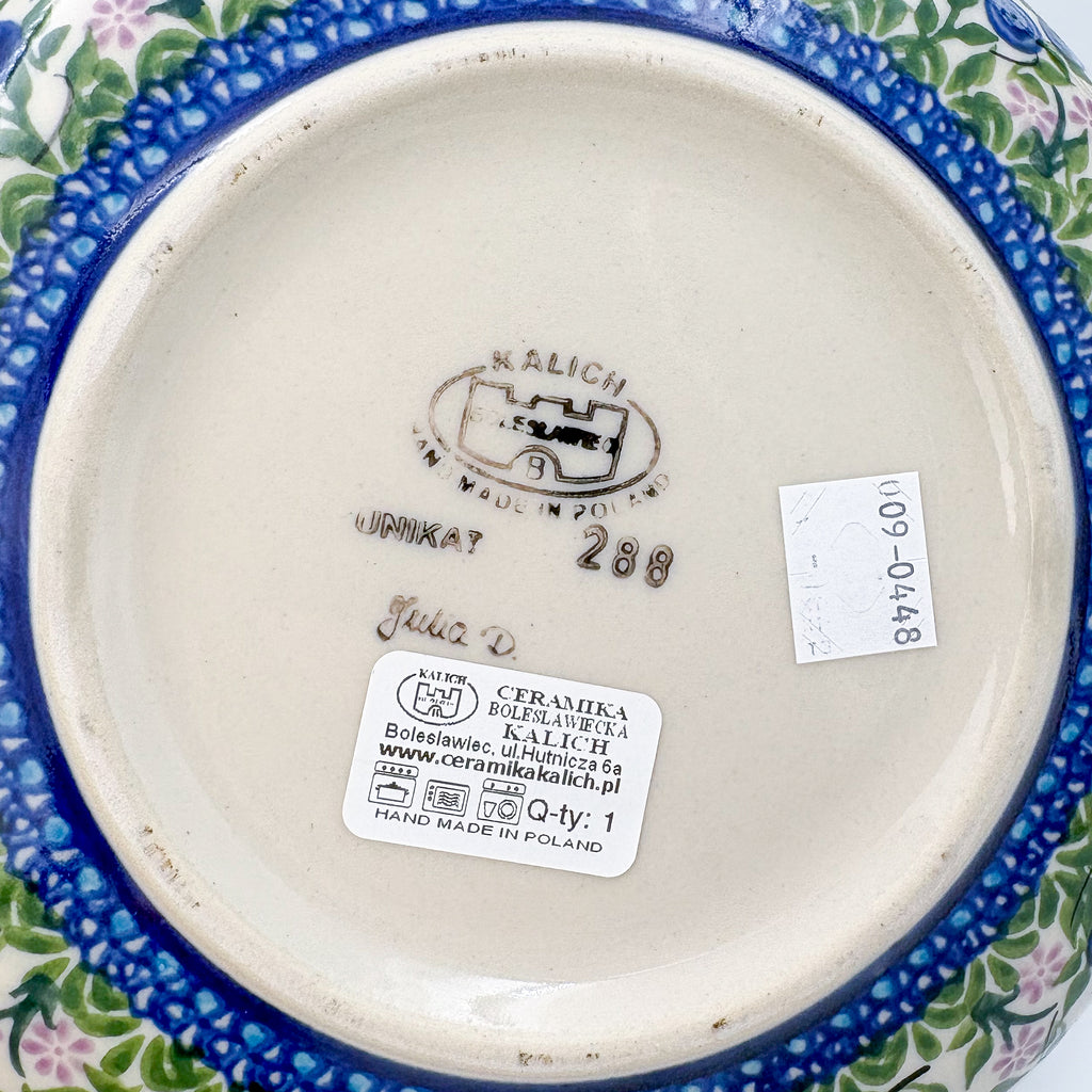 Bottom of Blueberry Kora bowl showing Kalich Unikat stamp and artist signature