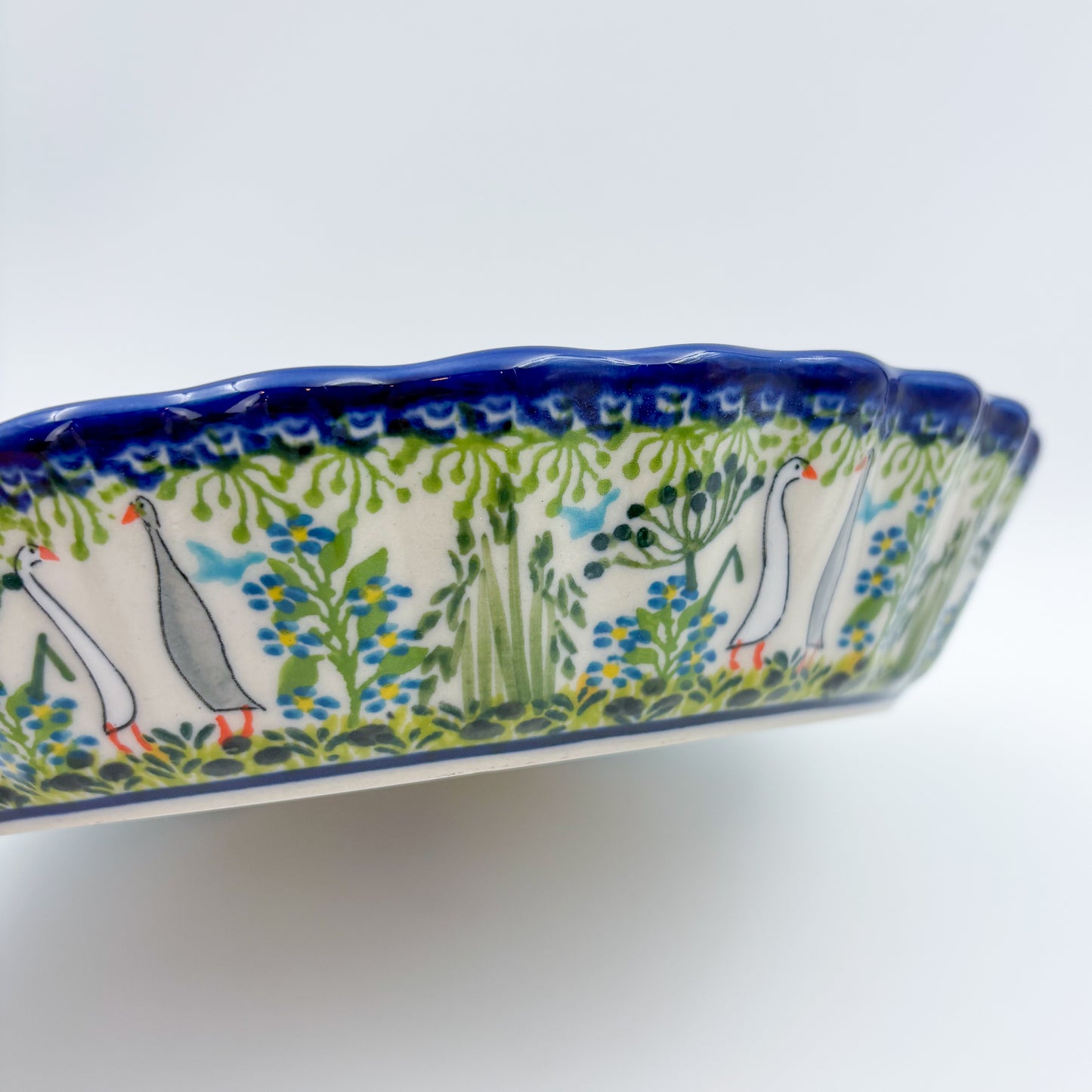 9.6” Pie Baker Handmade in Poland.  UNIKAT Ducks on the Run