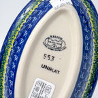 7" Oval Milano Platter  Hand crafted Polish pottery stoneware: UNIKAT Bluebell Meadow Design