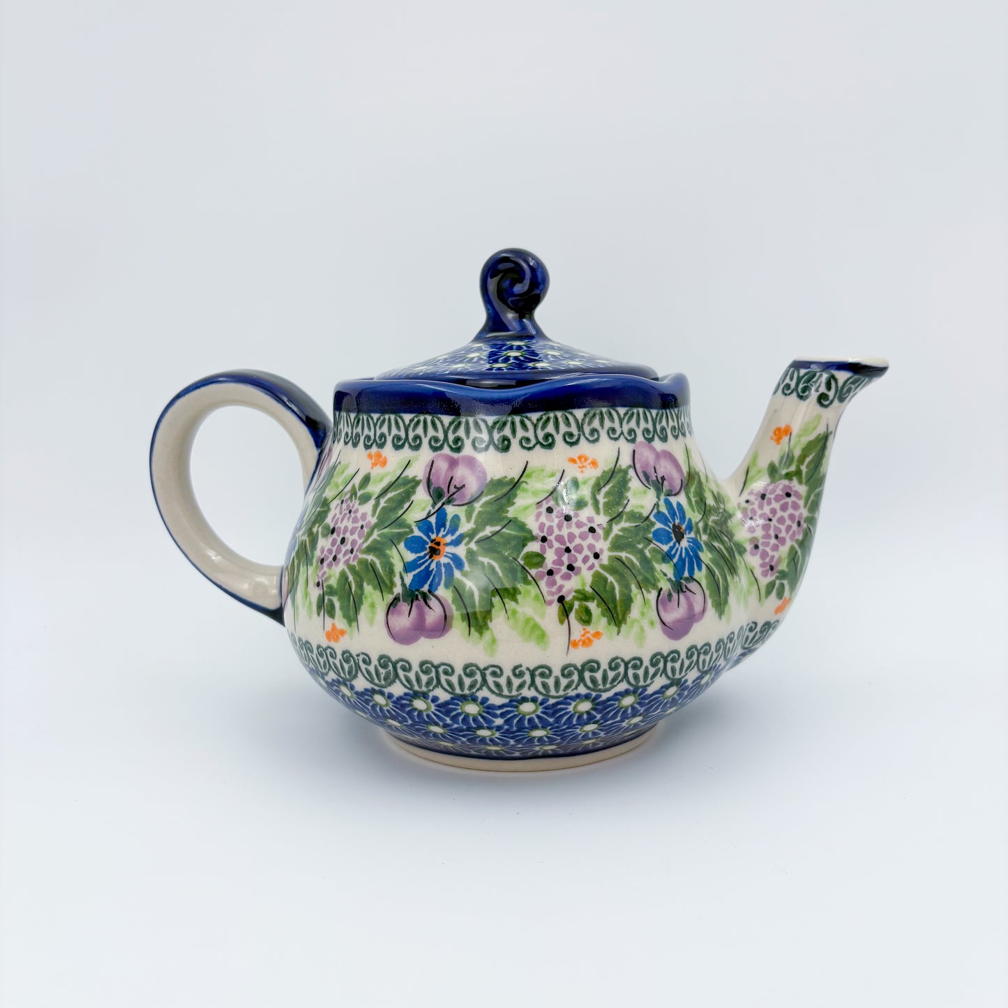 25 oz  Fruti Teapot.  Handcrafted Pottery in Poland. Floral Garden Design