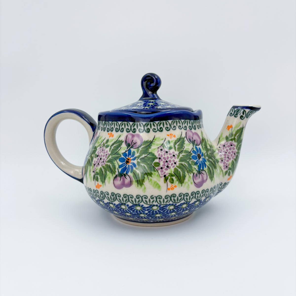 25 oz  Fruti Teapot.  Handcrafted Pottery in Poland. UNIKAT Floral Garden Design
