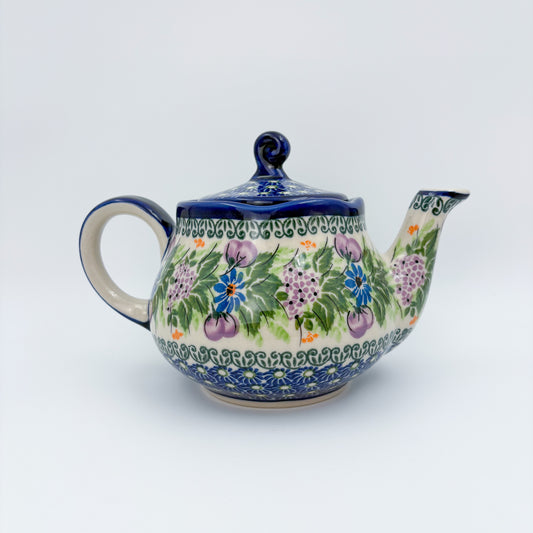 25 oz  Fruti Teapot.  Handcrafted Pottery in Poland. Floral Garden Design
