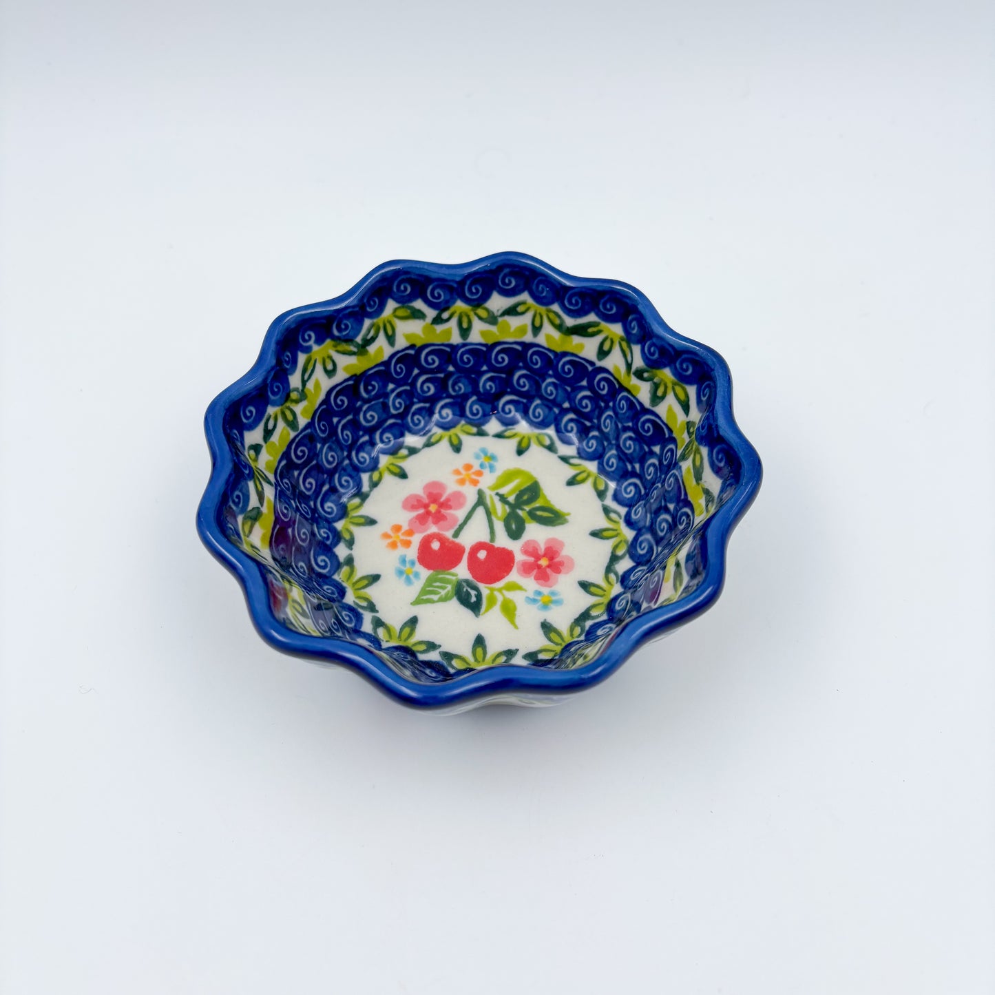 4” Small Babka Bowl.  Hand crafted Polish pottery stoneware:  Cherry Blossom