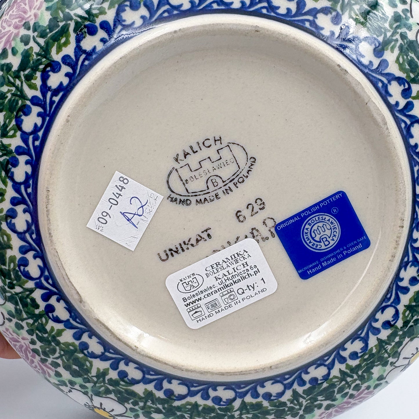 9" Kora Bowl. Hand crafted Polish pottery stoneware:  UNIKAT Cottage Garden Pattern