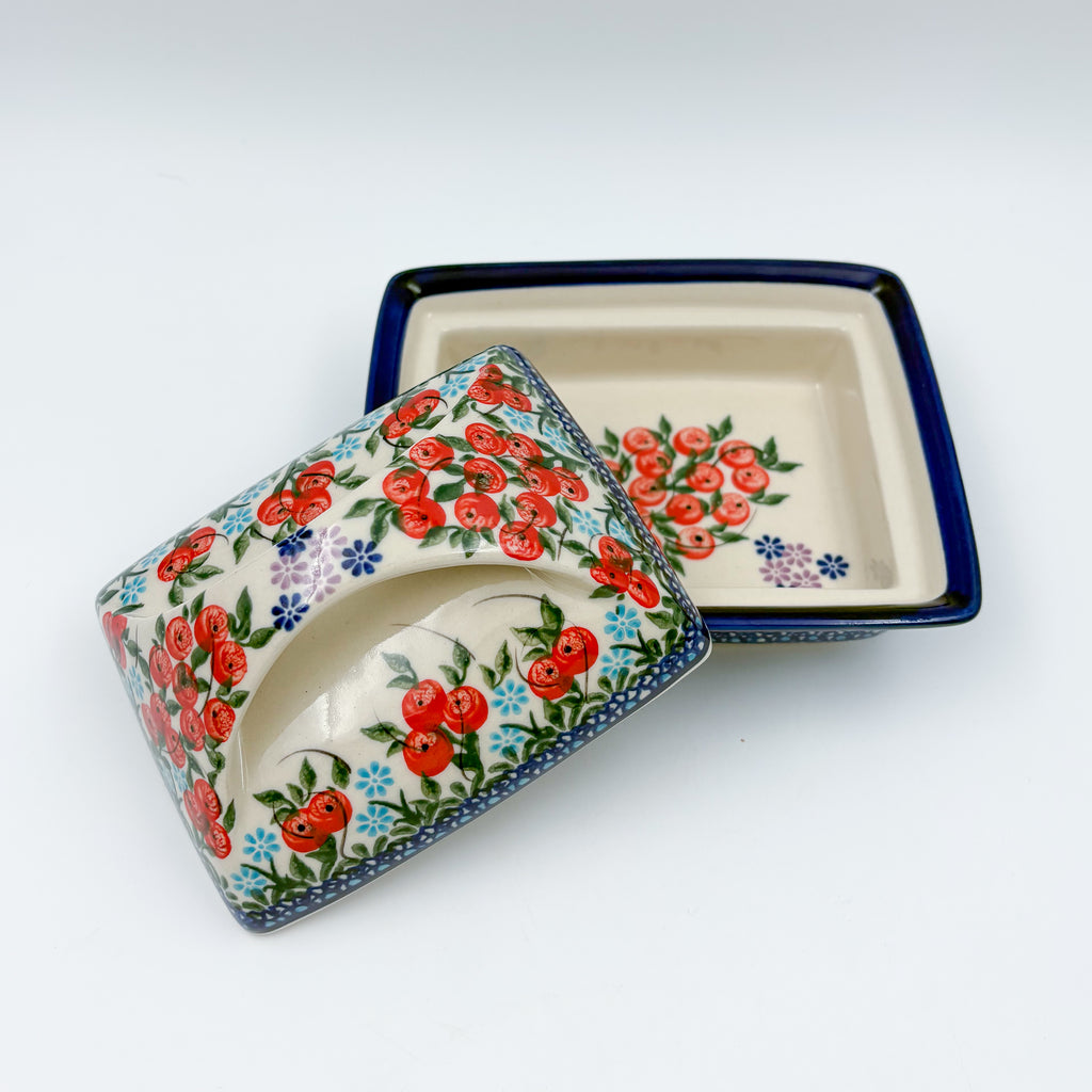 Butter Dish Deep: Handmade in Poland. UNIKAT Red Berry