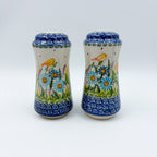 5” Salt and Pepper Shakers.  Handmade Polish pottery.  UNIKAT Wildflower Meadow