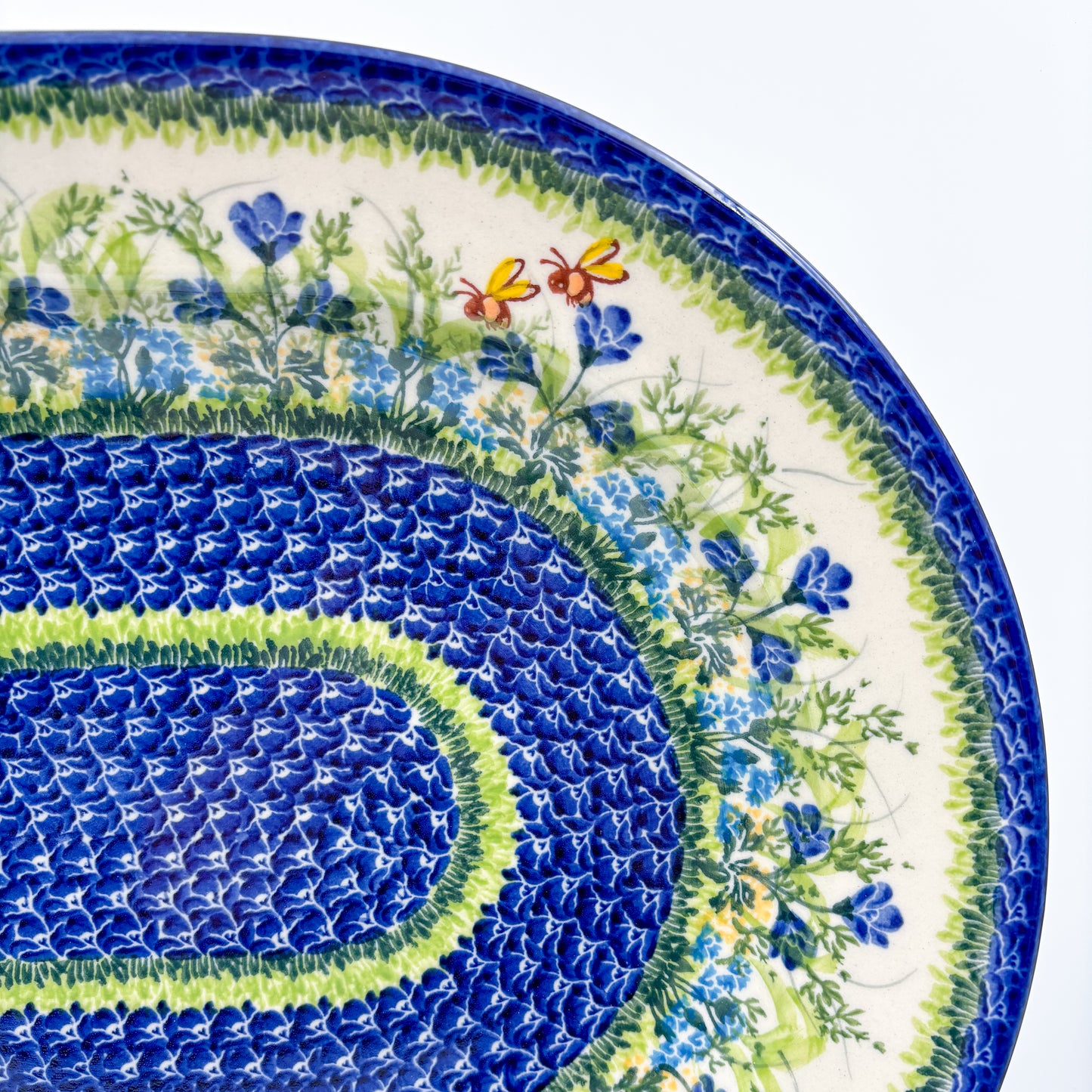 15" XL Oval Platter  Hand crafted Polish pottery stoneware: UNIKAT  Bluebell Meadow Design