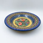 9”  Pasta Bowl.  Hand crafted Polish pottery stoneware: UNIKAT Copper Rose Meadow Design