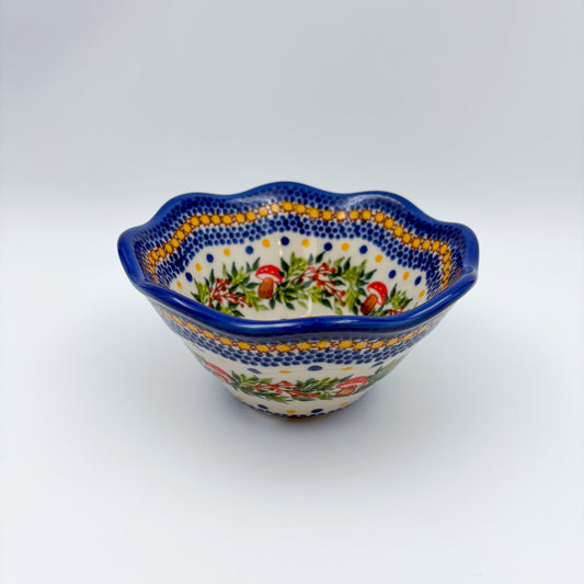 6” Small Viki Bowl.  Hand crafted Polish pottery stoneware:  Mushroom Design