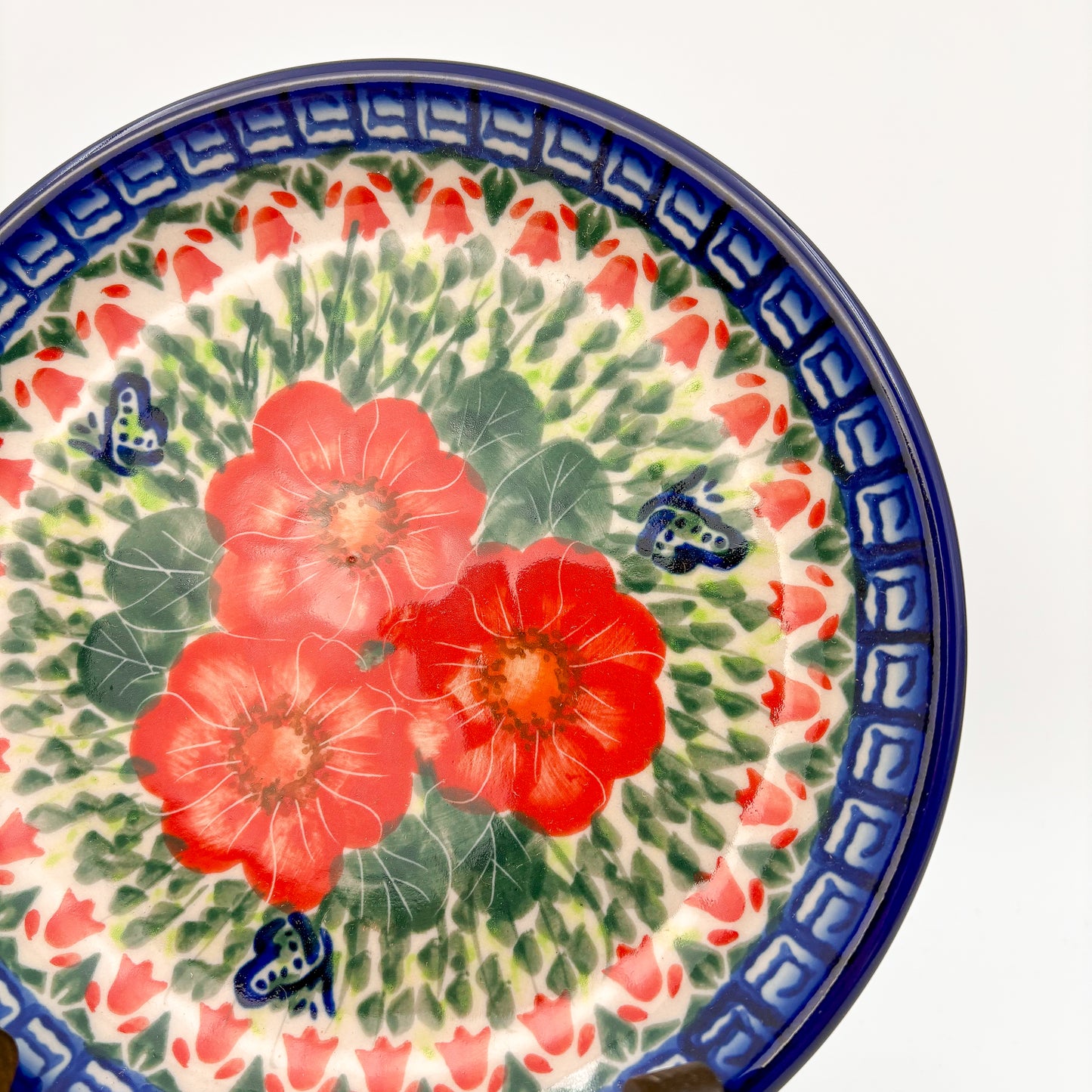7” Plate.  Hand crafted Polish pottery stoneware: UNIKAT Happiness Design