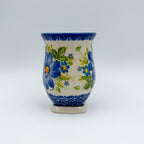 Tulip Mug 10oz. Handcrafted Polish pottery stoneware:  UNIKAT Blue Daisy