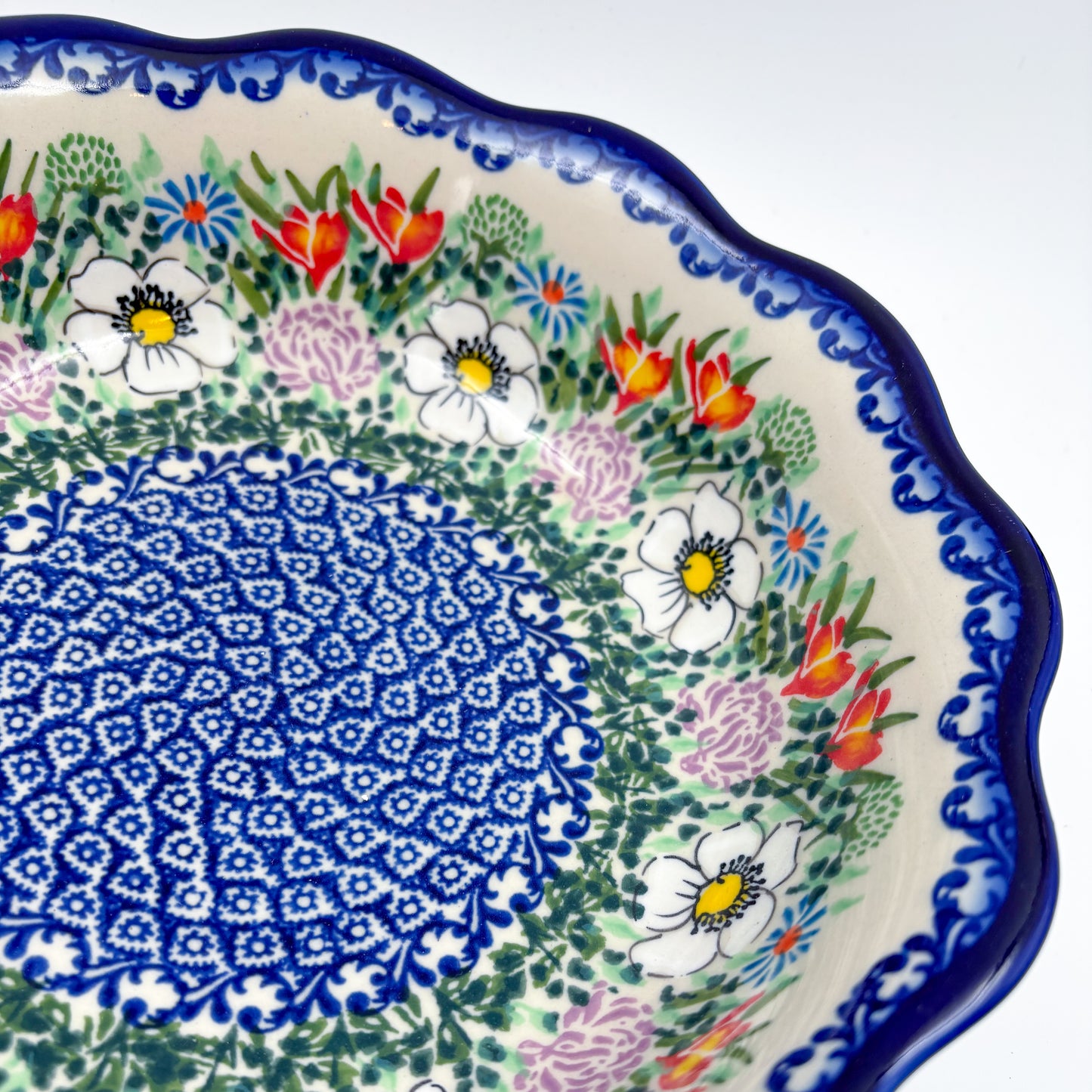 9" Kora Bowl. Hand crafted Polish pottery stoneware:  UNIKAT Cottage Garden Pattern